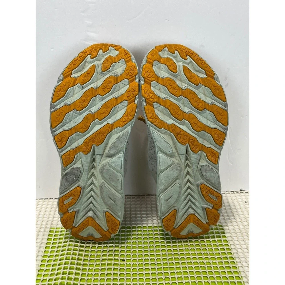 Hoka One One Clifton 8 Running Shoes Women's 9.5 White Blue Yellow 1119394 BDBW